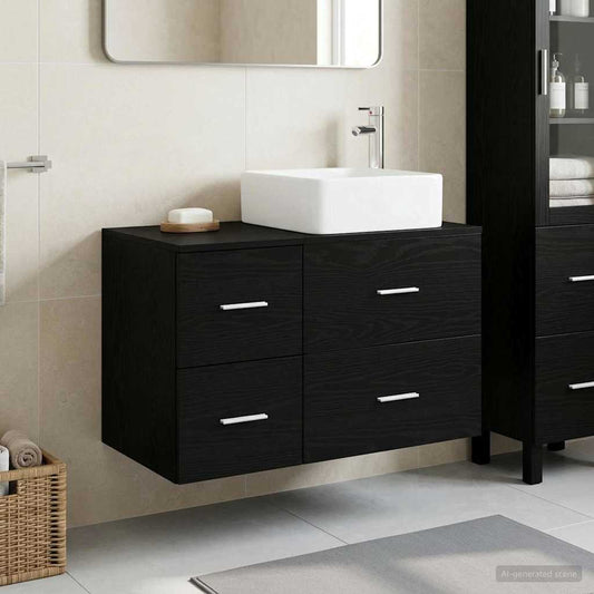 Baderomsinnredningssett 2 pcs Svart eik Konstruert tre