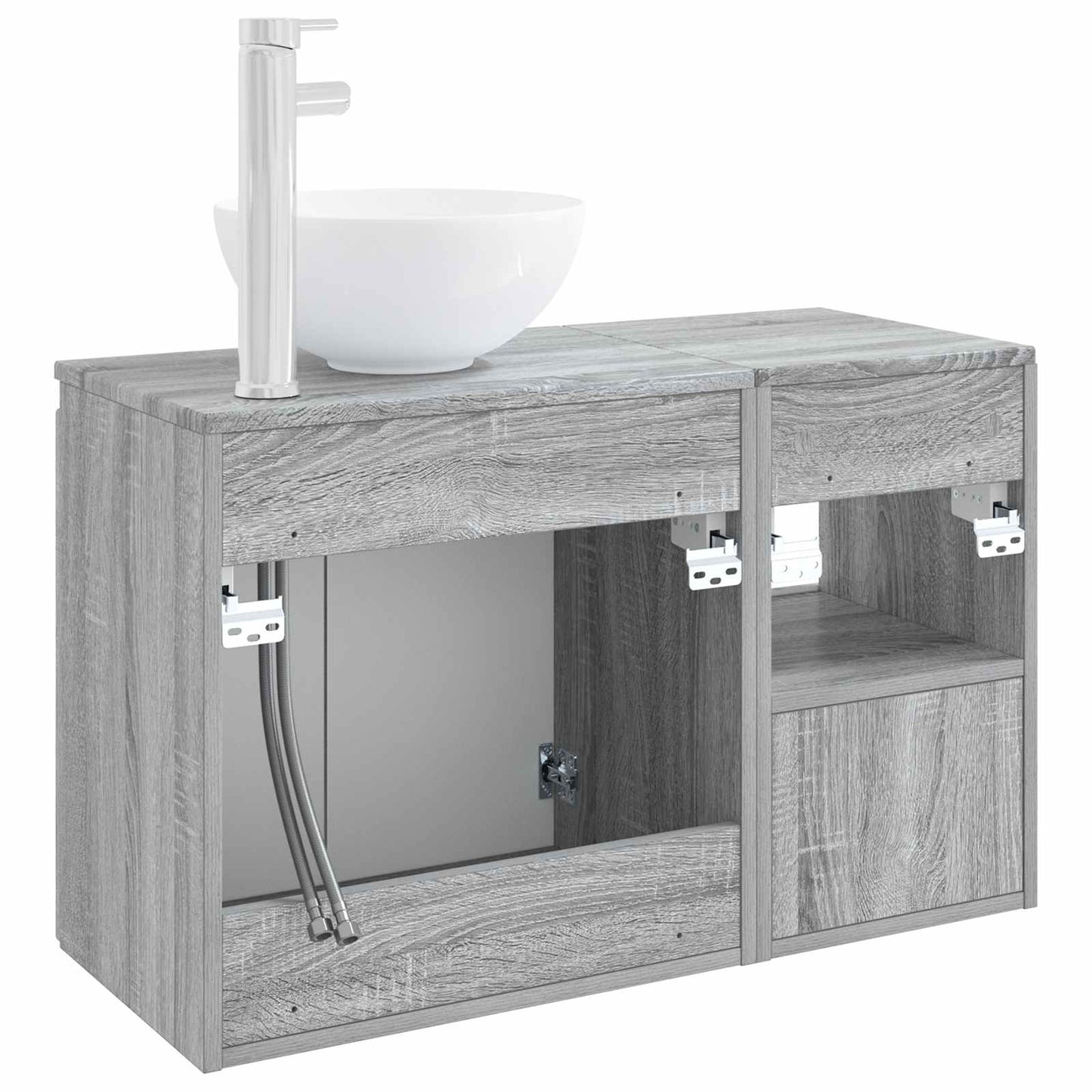 Baderomsinnredningssett 2 stk. Grå Sonoma Konstruert tre