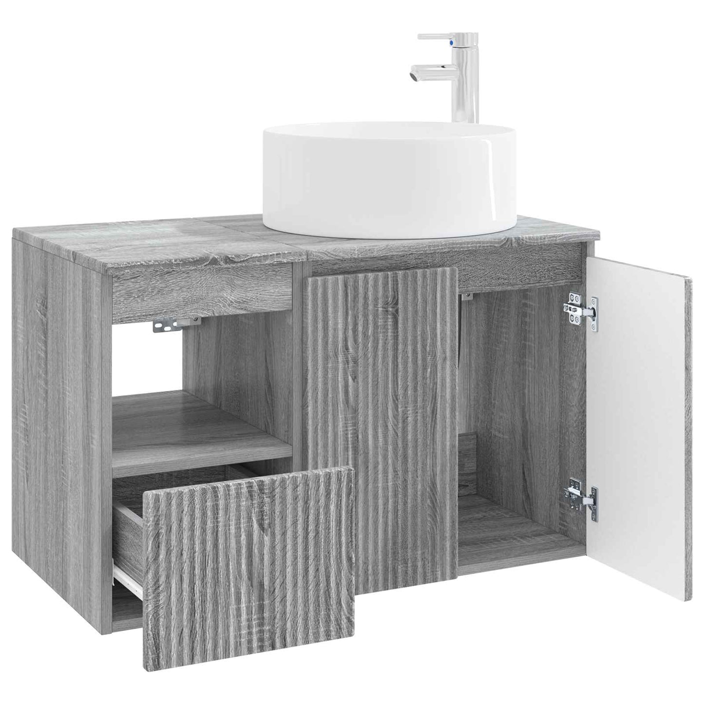 Baderomsinnredningssett 2 stk. Grå Sonoma Konstruert tre