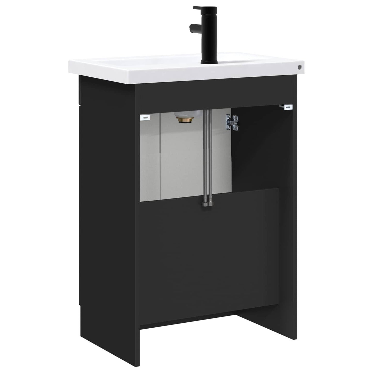 Baderomsinnredningssett Svart 56 x 37,5 x 81 cm Konstruert tre