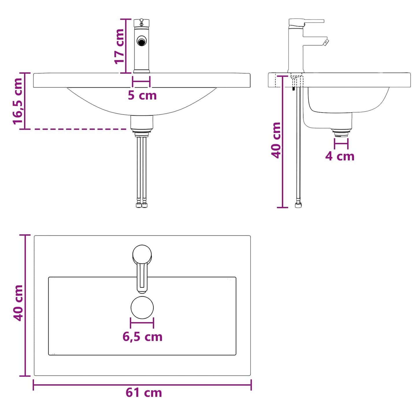 Baderomsinnredningssett Svart 56 x 37,5 x 81 cm Konstruert tre