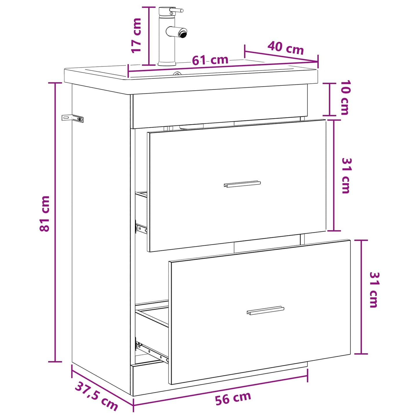 Baderomsinnredningssett Gammelt tre 61 x 40 x 84,5 cm