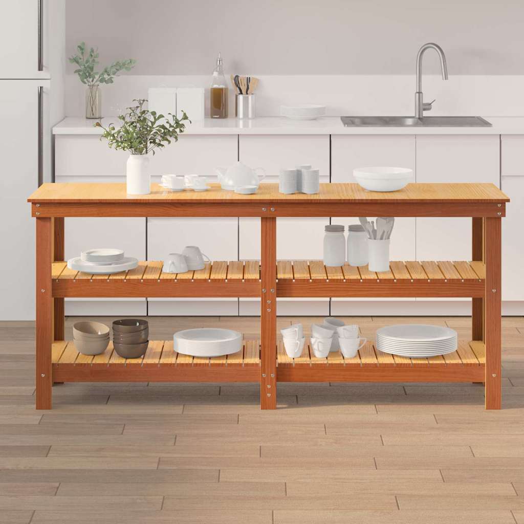 Arbeidsbenk Vokset Brun 181.5 x 50 x 80 cm Massiv furu