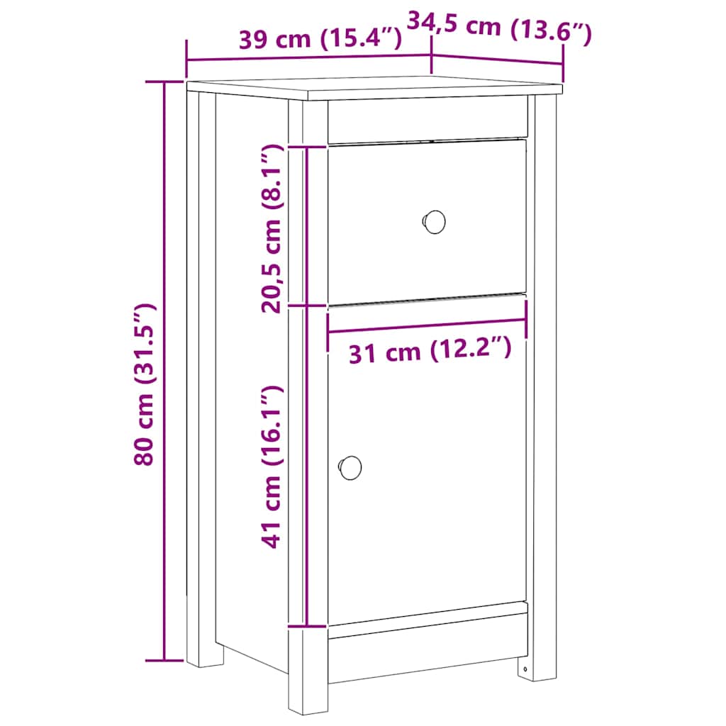 Serviesskap Vokset Brun 39 x 34,5 x 80 cm Massiv furu