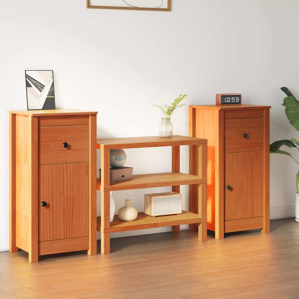 Serviesskap 2 pcs Vokset Brun 39 x 34,5 x 80 cm Massiv furu