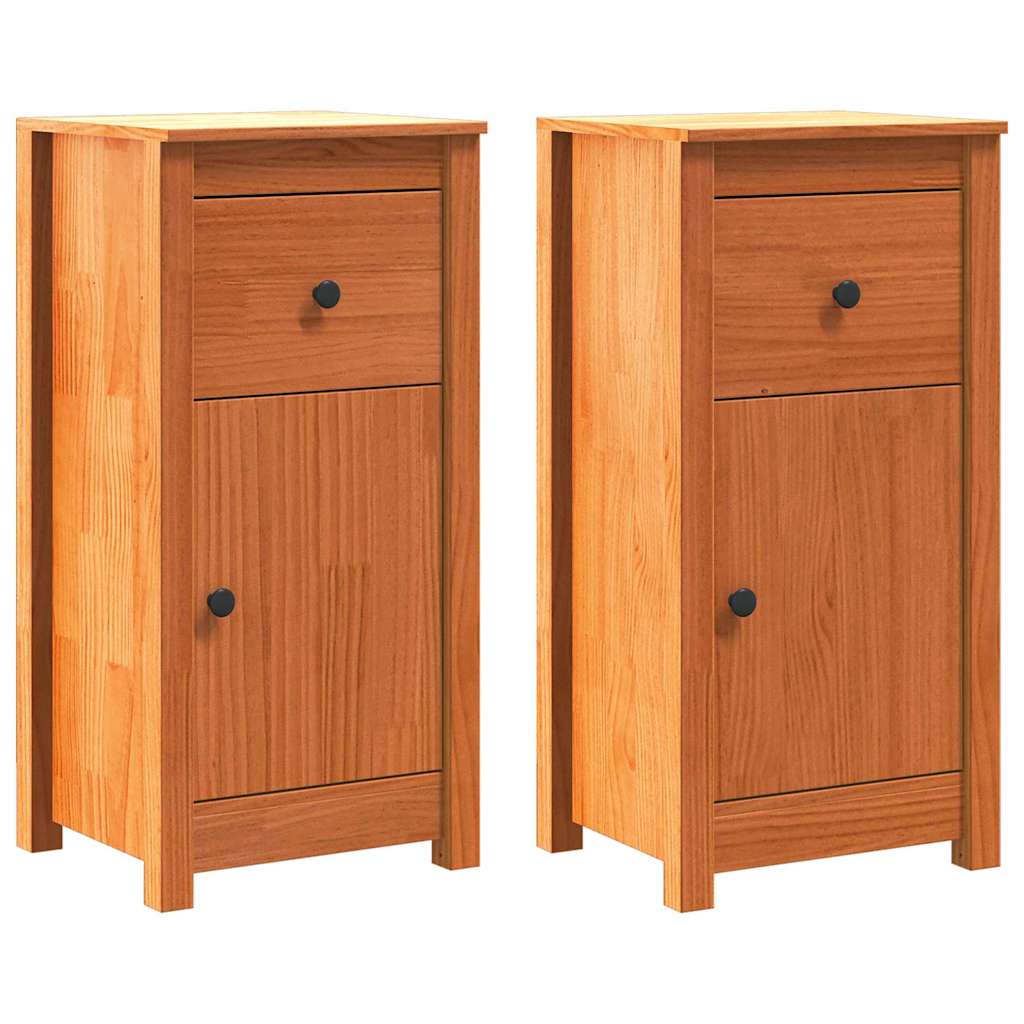 Serviesskap 2 pcs Vokset Brun 39 x 34,5 x 80 cm Massiv furu