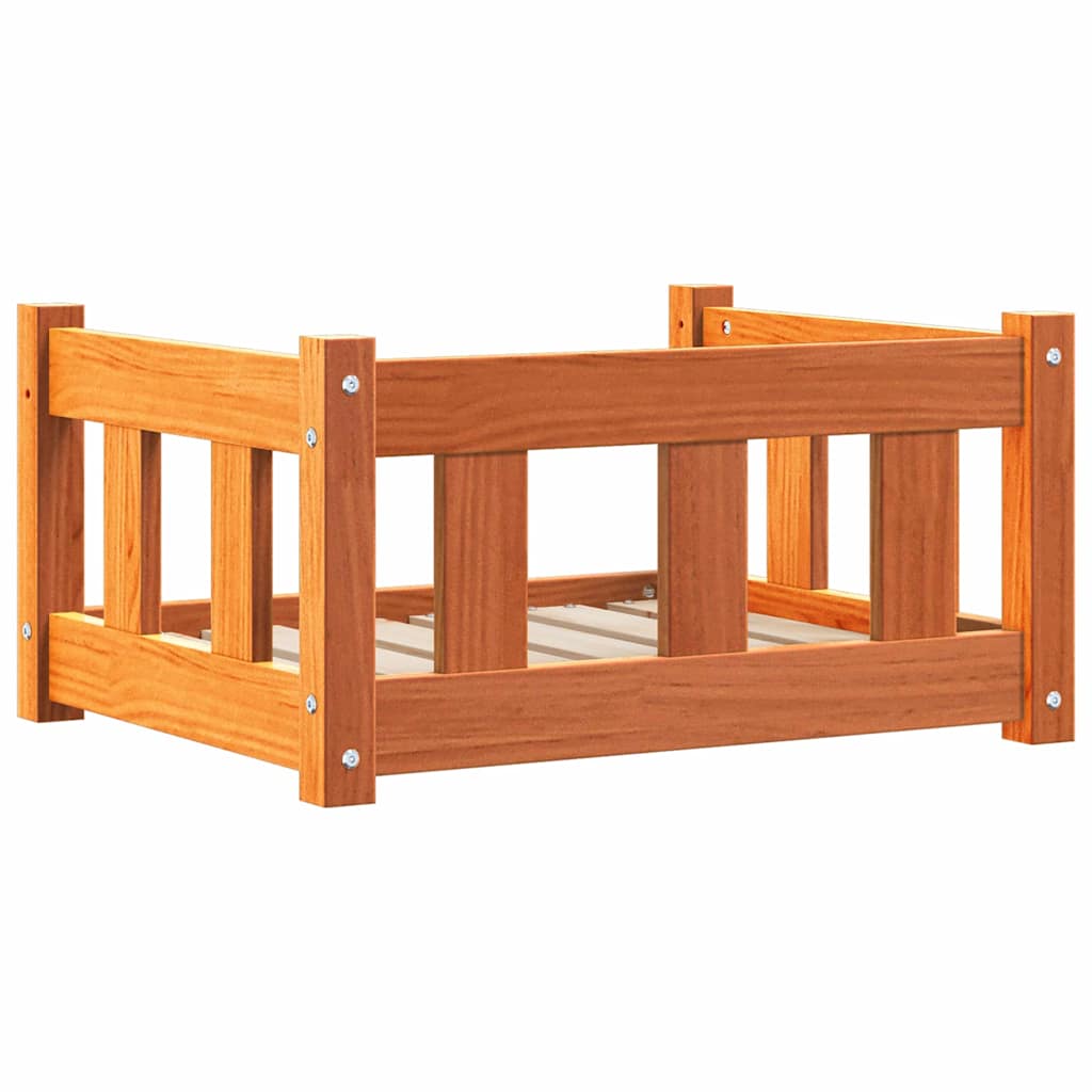Hundeseng med lagring Vokset Brun 55 x 45 x 28 cm Massiv furu