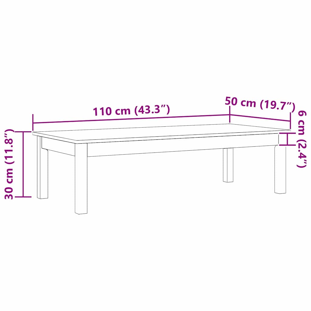 Kaffebord Max Brun 110 x 50 x 30 cm Massiv furu