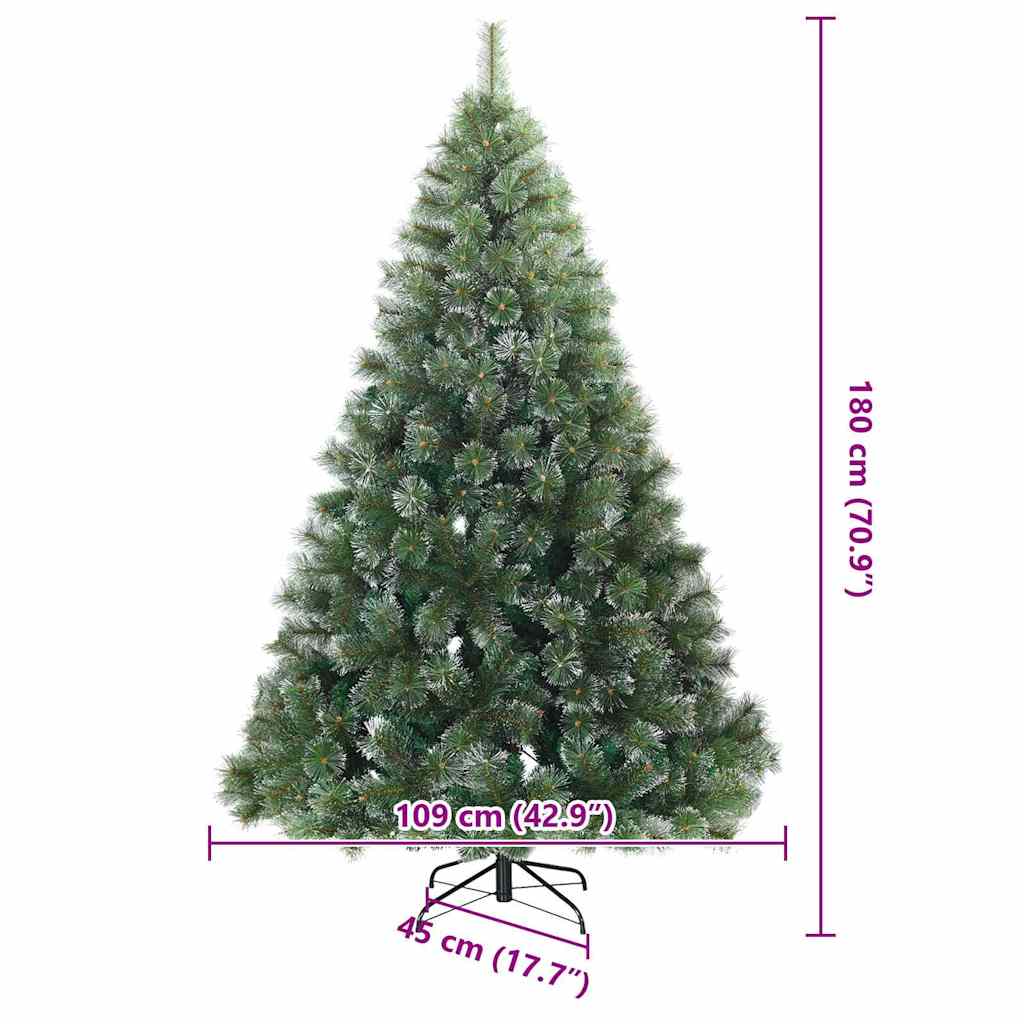Moderne Kunstig Hengslet Juletre Snø Flocket Hvit 180 cm