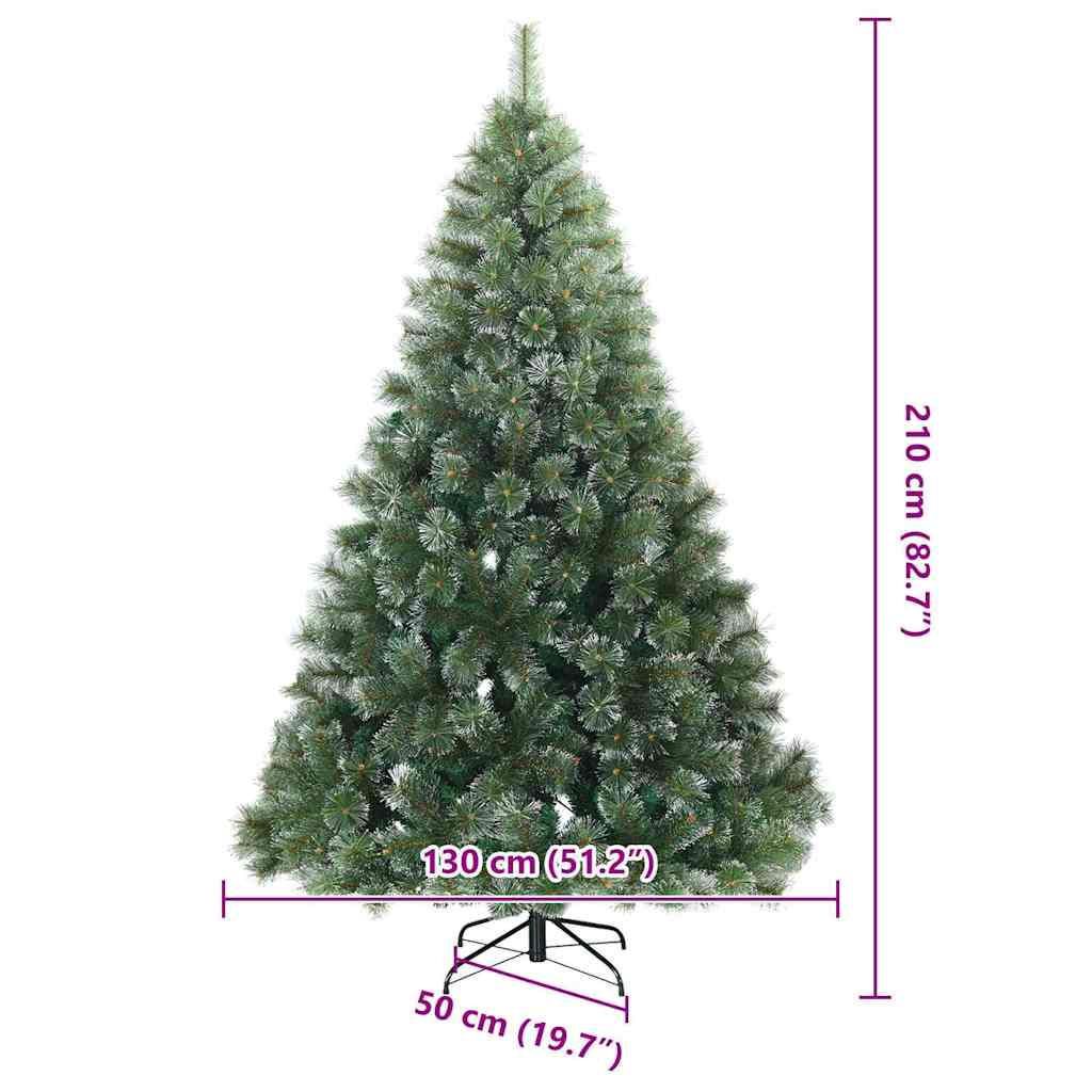 Moderne Kunstig Hengslet Juletre Snø Flocket Hvit 210 cm