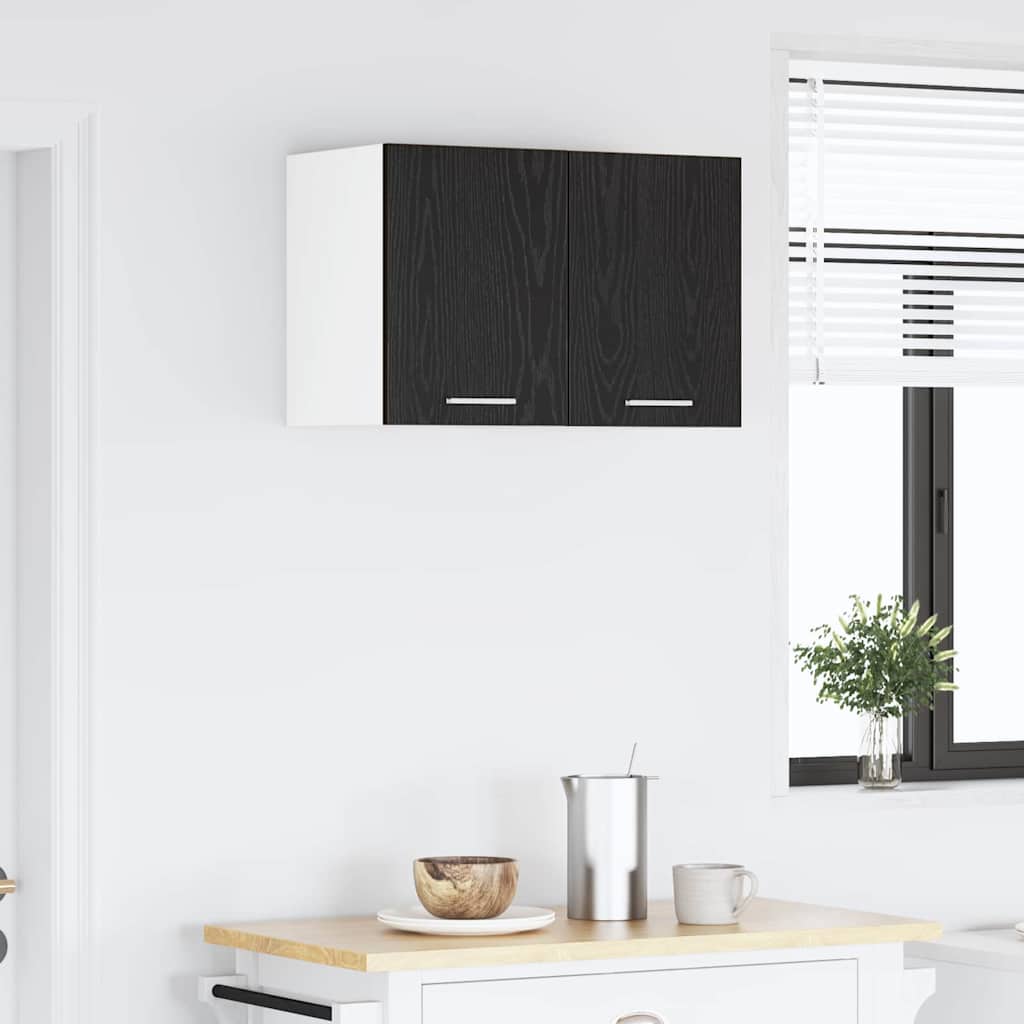 Hengende skap med dør 2 pcs Svart eik og hvit 30 x 31 x 40 cm