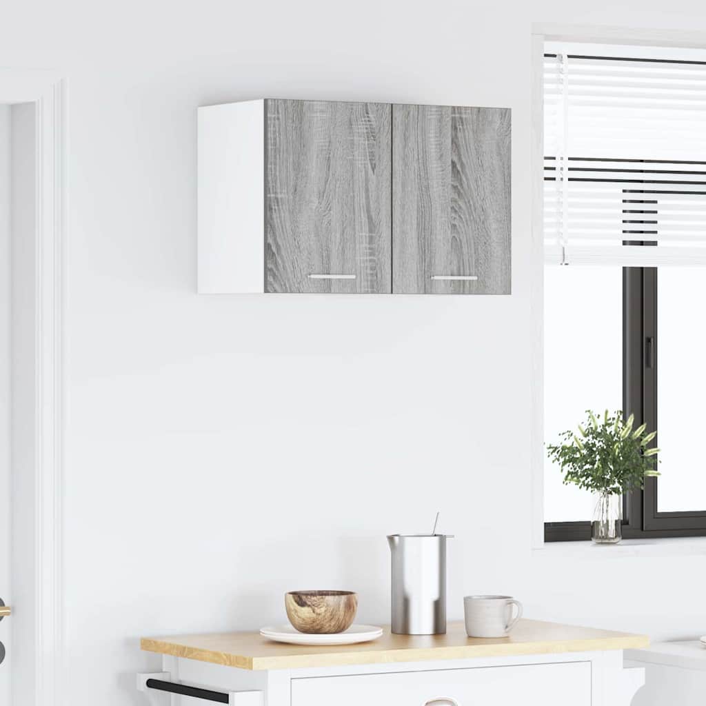 Hengende skap med dør 2 pcs Grå Sonoma og hvit 30 x 31 x 40 cm