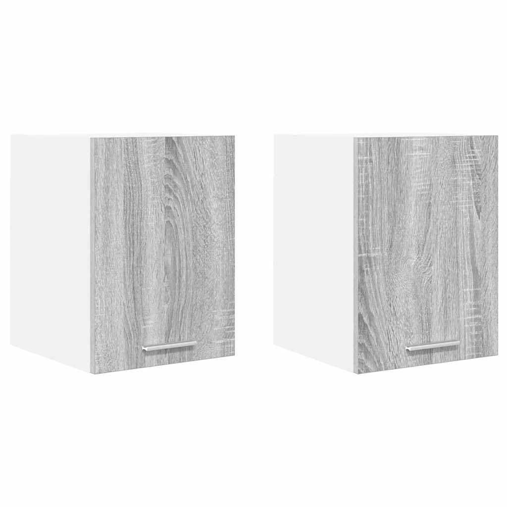 Hengende skap med dør 2 pcs Grå Sonoma og hvit 30 x 31 x 40 cm