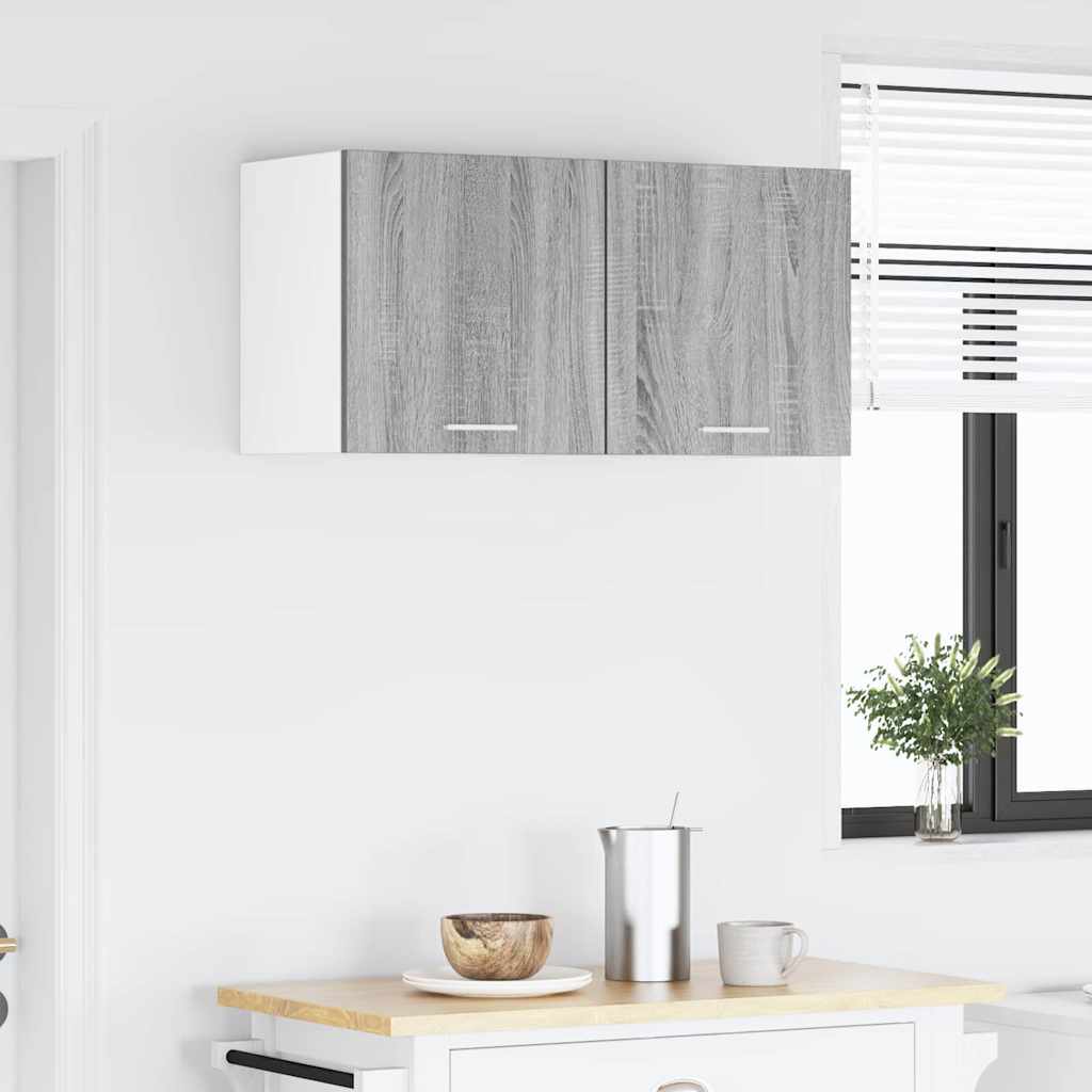 Hengende skap med dør 2 pcs Grå Sonoma og hvit 40 x 31 x 40 cm