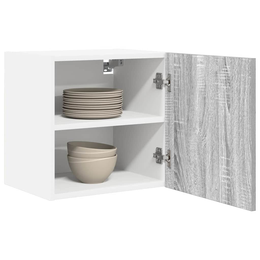 Hengende skap med dør 2 pcs Grå Sonoma og hvit 40 x 31 x 40 cm