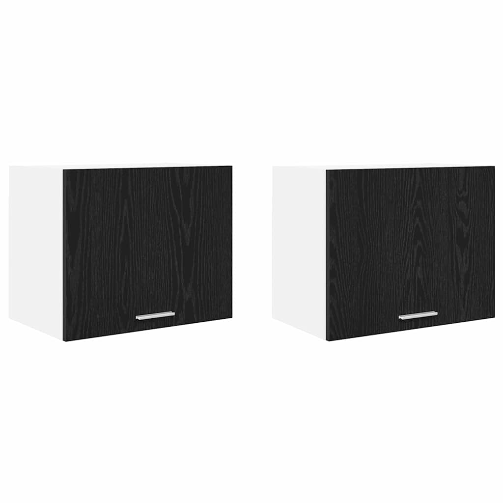 Hengende skap med dør 2 pcs Svart eik og hvit 50 x 31 x 40 cm