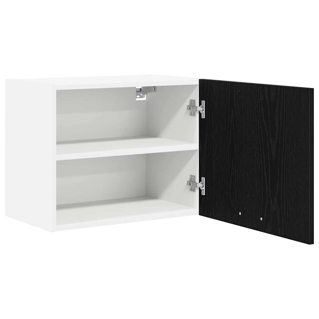 Hengende skap med dør 2 pcs Svart eik og hvit 50 x 31 x 40 cm