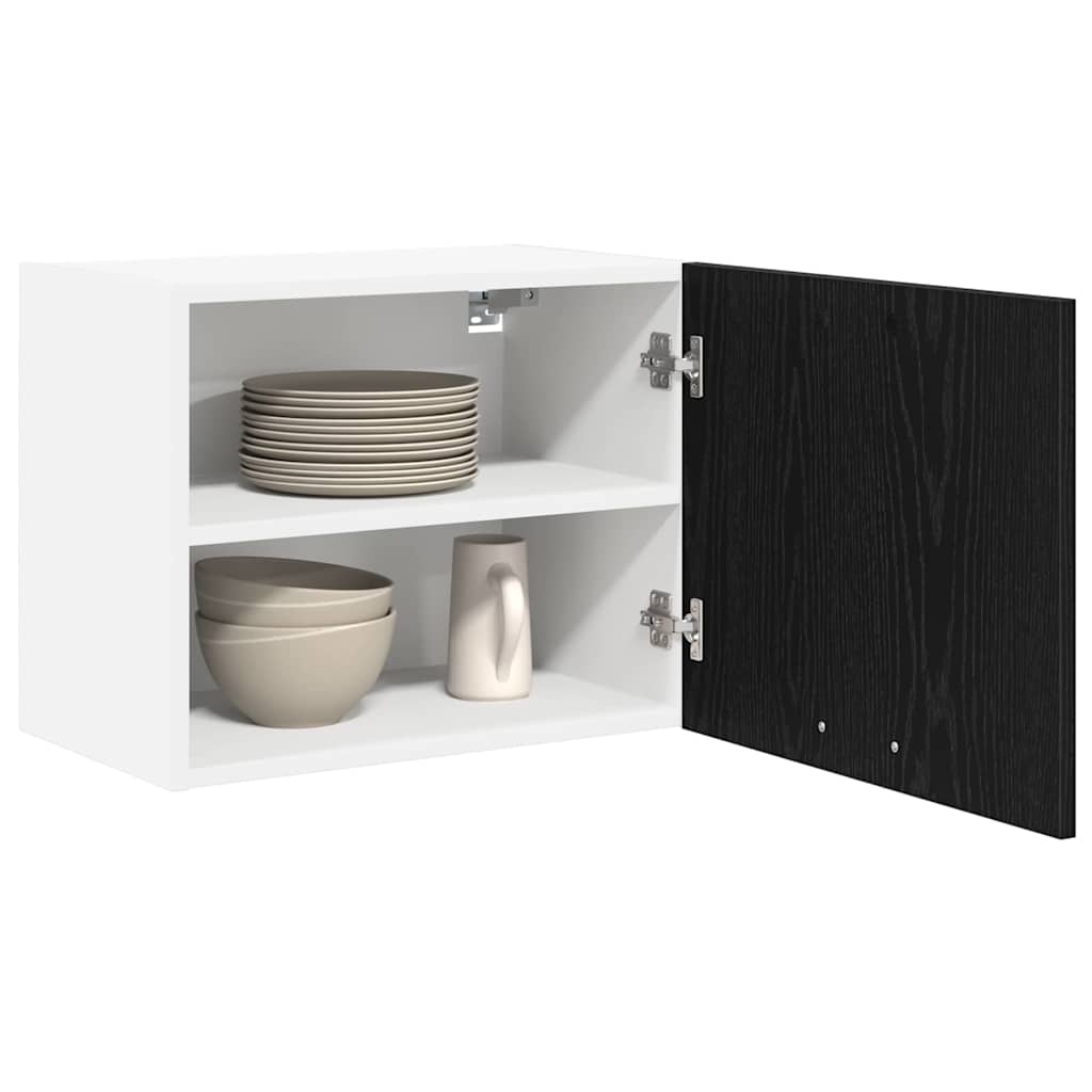 Hengende skap med dør 2 pcs Svart eik og hvit 50 x 31 x 40 cm
