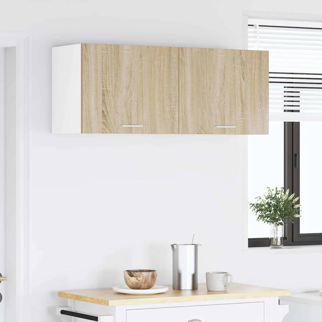 Hengende skap med dør 2 pcs Sonoma eik og hvit 50 x 31 x 40 cm