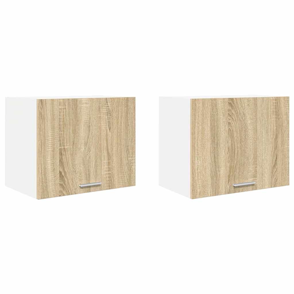 Hengende skap med dør 2 pcs Sonoma eik og hvit 50 x 31 x 40 cm