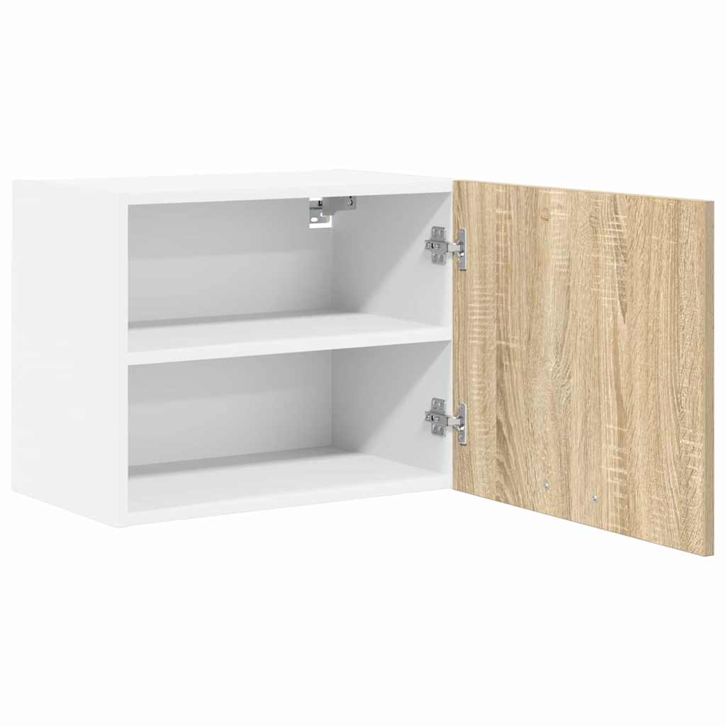 Hengende skap med dør 2 pcs Sonoma eik og hvit 50 x 31 x 40 cm