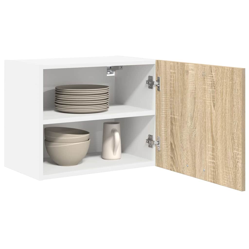 Hengende skap med dør 2 pcs Sonoma eik og hvit 50 x 31 x 40 cm