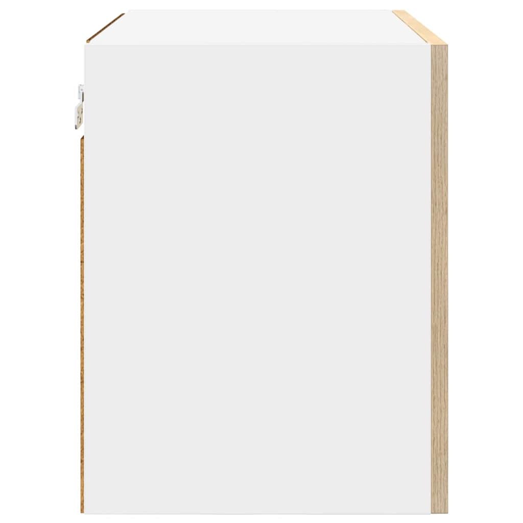 Hengende skap med dør 2 pcs Sonoma eik og hvit 50 x 31 x 40 cm