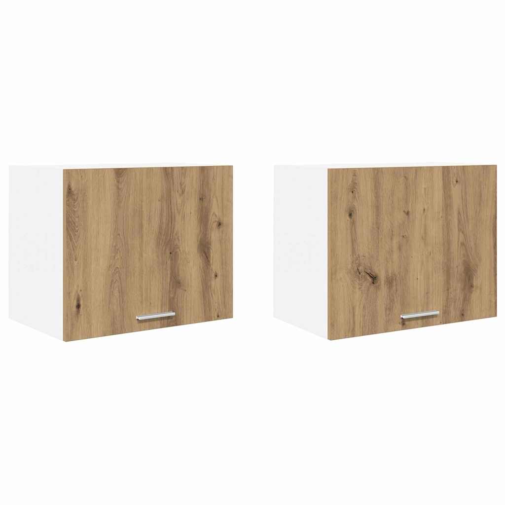 Hengende skap med dør 2 pcs Artisan eik og hvit 50 x 31 x 40 cm