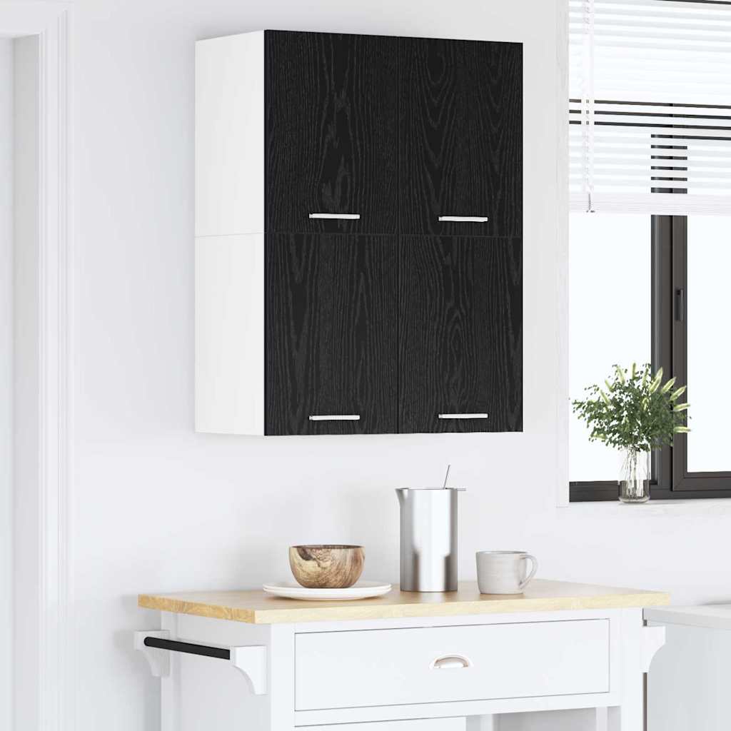 Hengende skap med dør 2 pcs Svart eik og hvit 60 x 31 x 40 cm