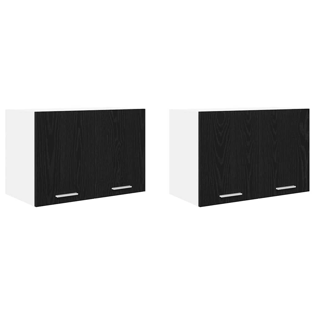 Hengende skap med dør 2 pcs Svart eik og hvit 60 x 31 x 40 cm