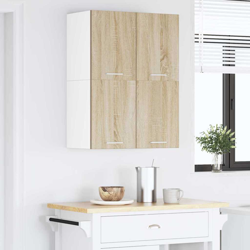Hengende skap med dør 2 pcs Sonoma eik og hvit 60 x 31 x 40 cm