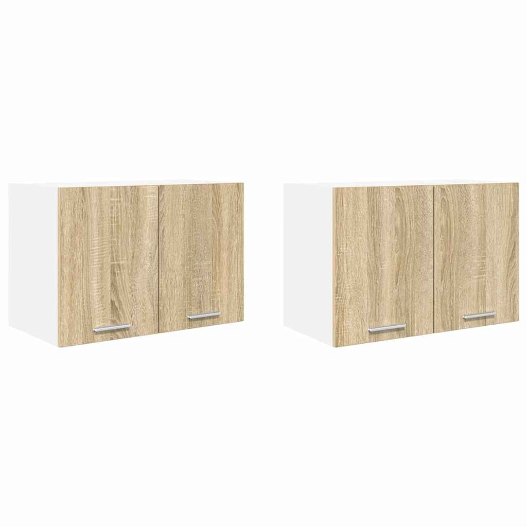 Hengende skap med dør 2 pcs Sonoma eik og hvit 60 x 31 x 40 cm