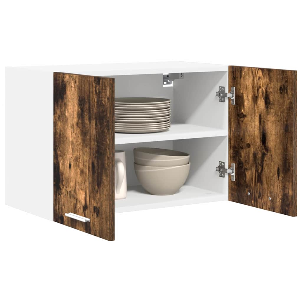 Hengende skap med dør 2 pcs Røkt eik og hvit 60 x 31 x 40 cm