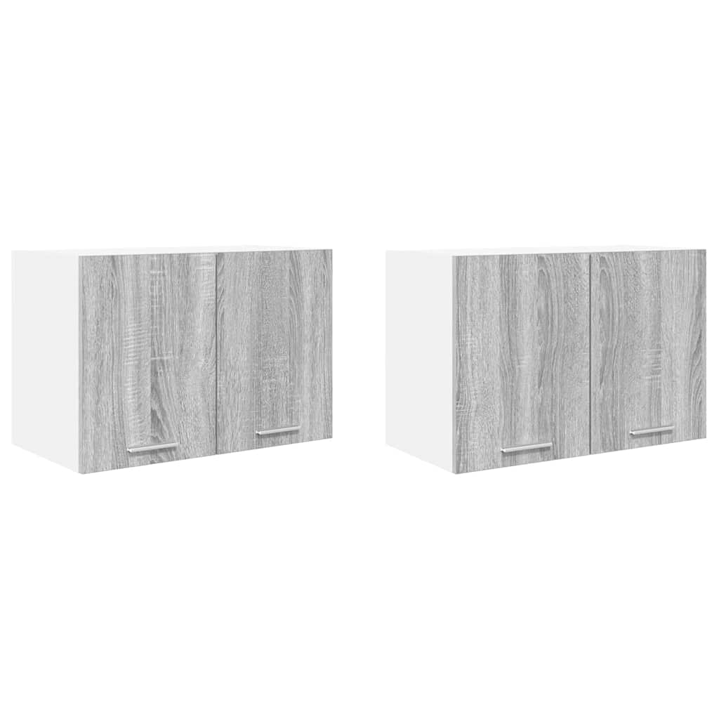 Hengende skap med dør 2 pcs Grå Sonoma og hvit 60 x 31 x 40 cm