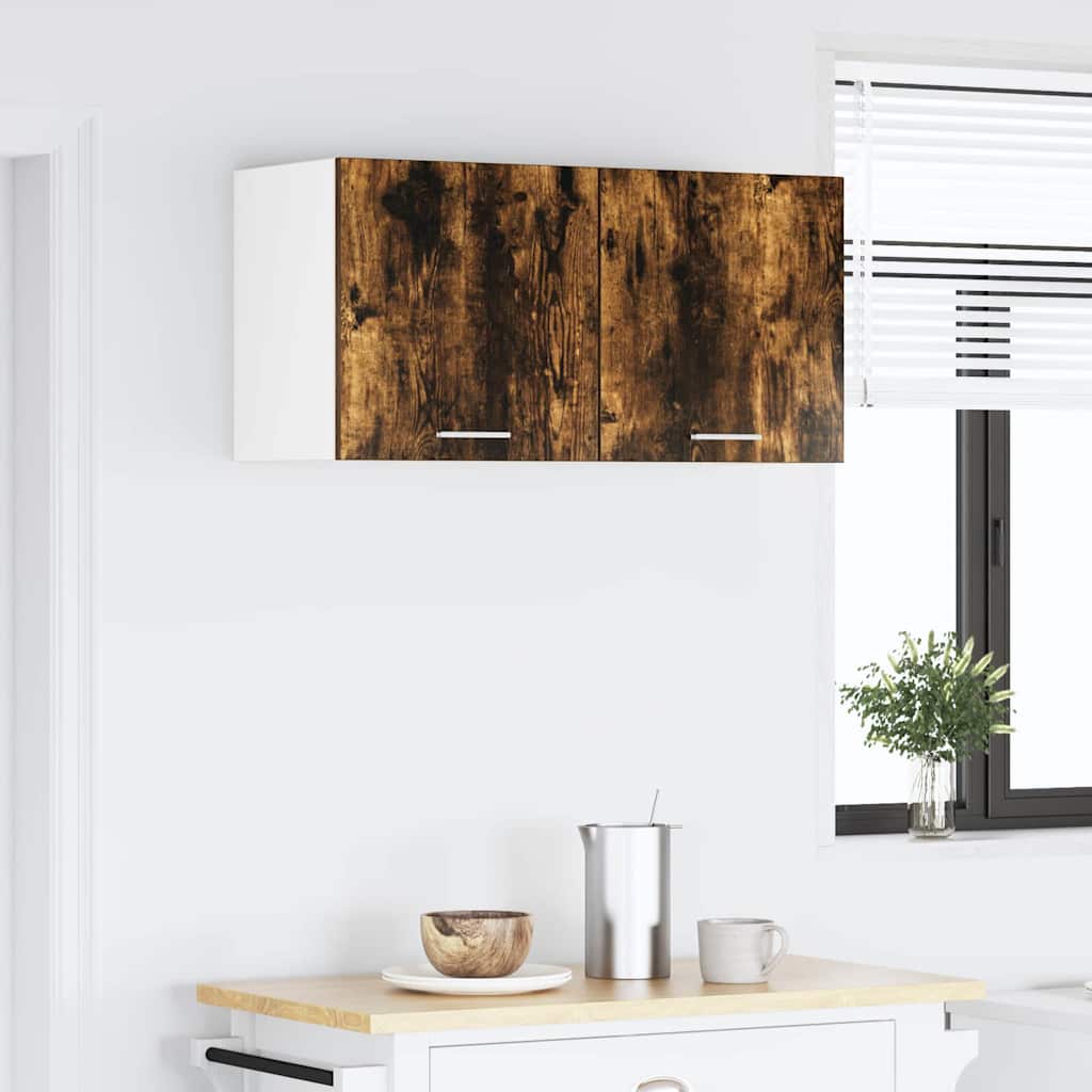Hengende skap med dør Røkt eik 80 x 31 x 40 cm Konstruert tre