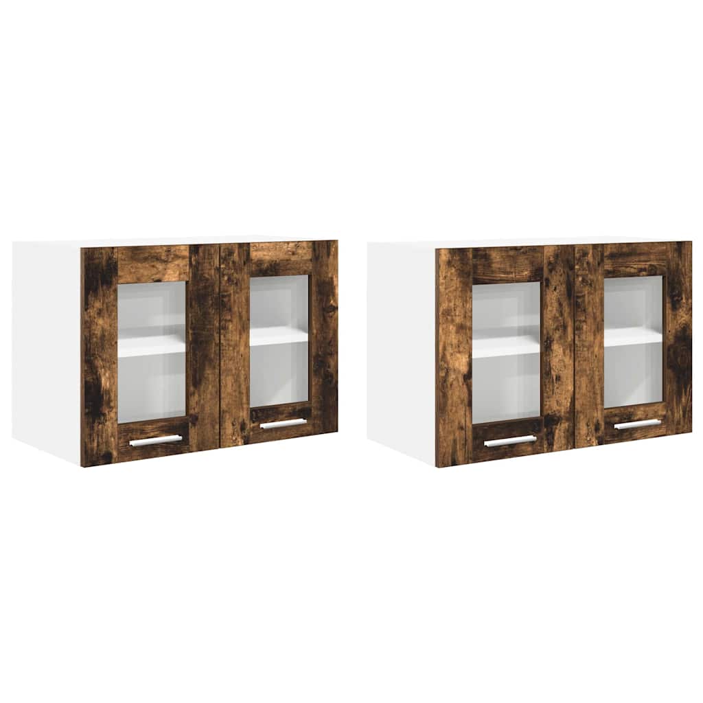 Hengende skap 2 pcs Røkt eik 60 x 31 x 40 cm Konstruert tre