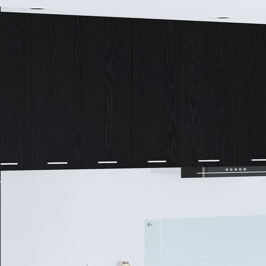 Hengende skap med dør 2 pcs Svart eik og hvit 30 x 31 x 80 cm