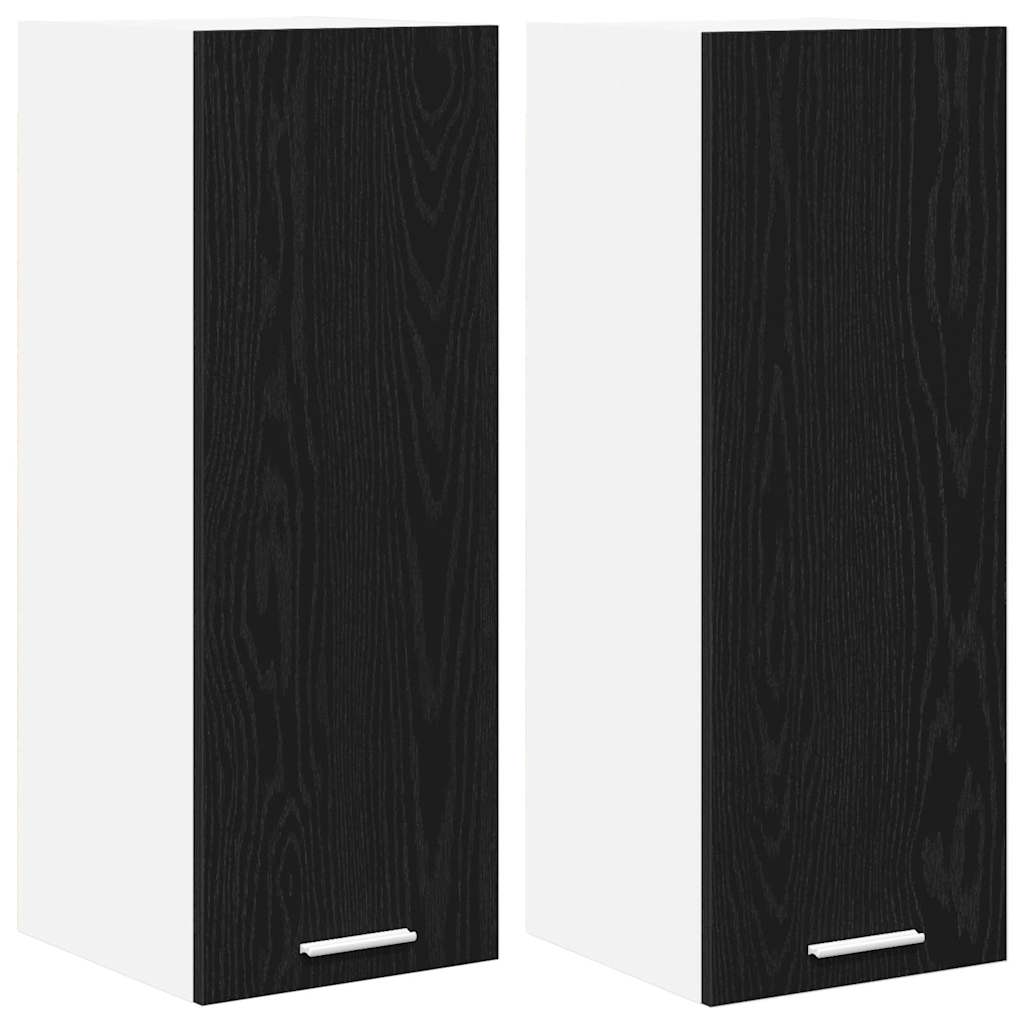 Hengende skap med dør 2 pcs Svart eik og hvit 30 x 31 x 80 cm