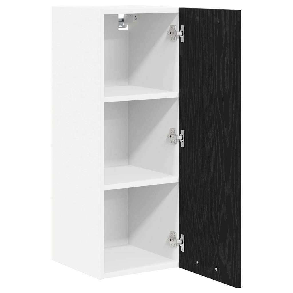 Hengende skap med dør 2 pcs Svart eik og hvit 30 x 31 x 80 cm