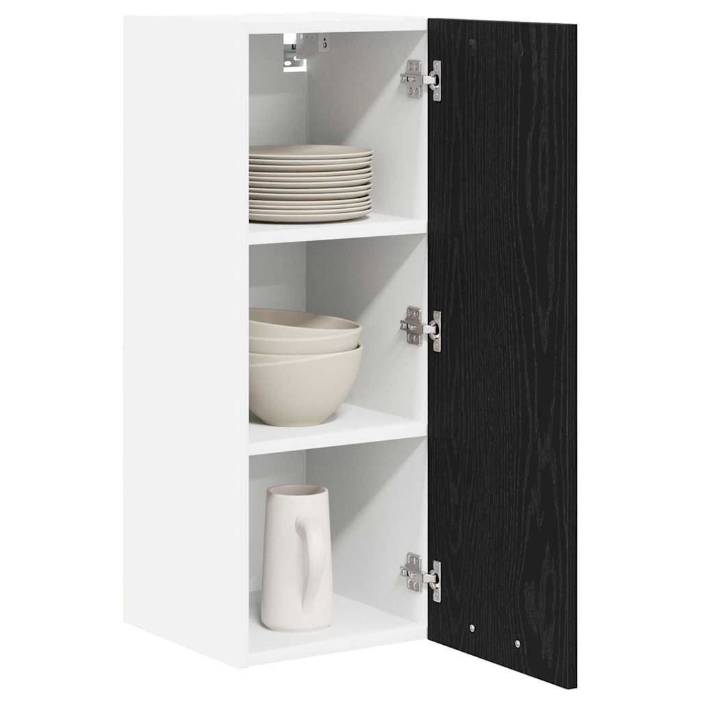 Hengende skap med dør 2 pcs Svart eik og hvit 30 x 31 x 80 cm
