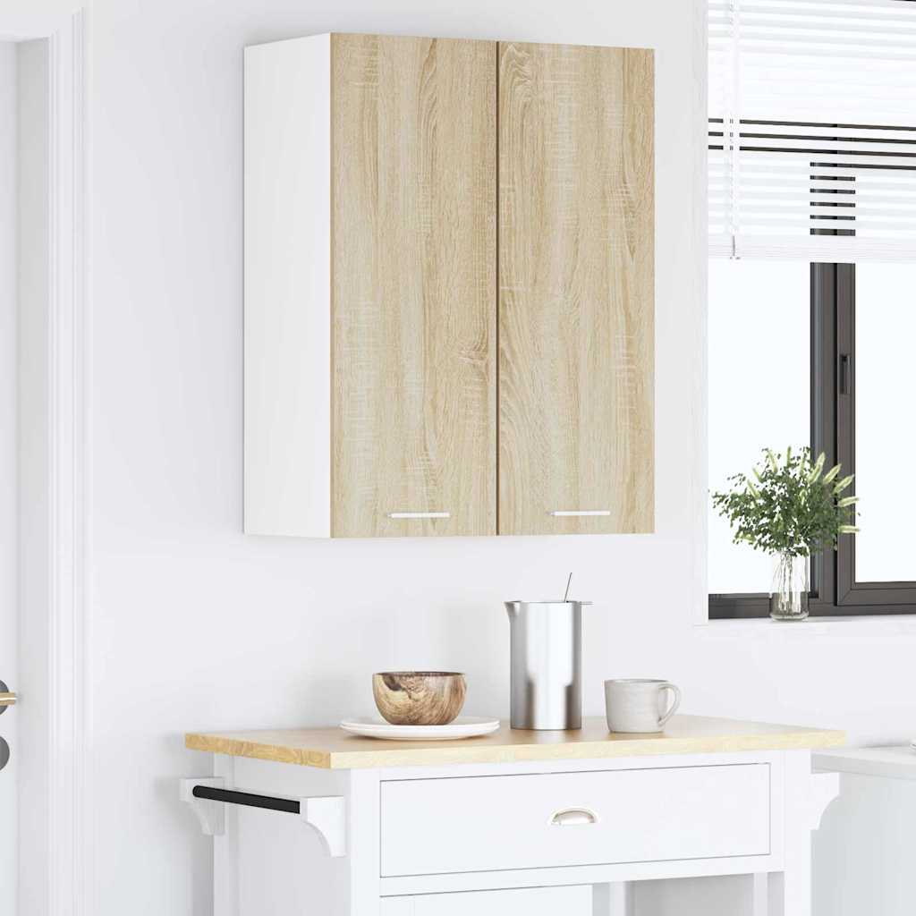 Hengende skap med dør 2 pcs Sonoma eik og hvit 30 x 31 x 80 cm