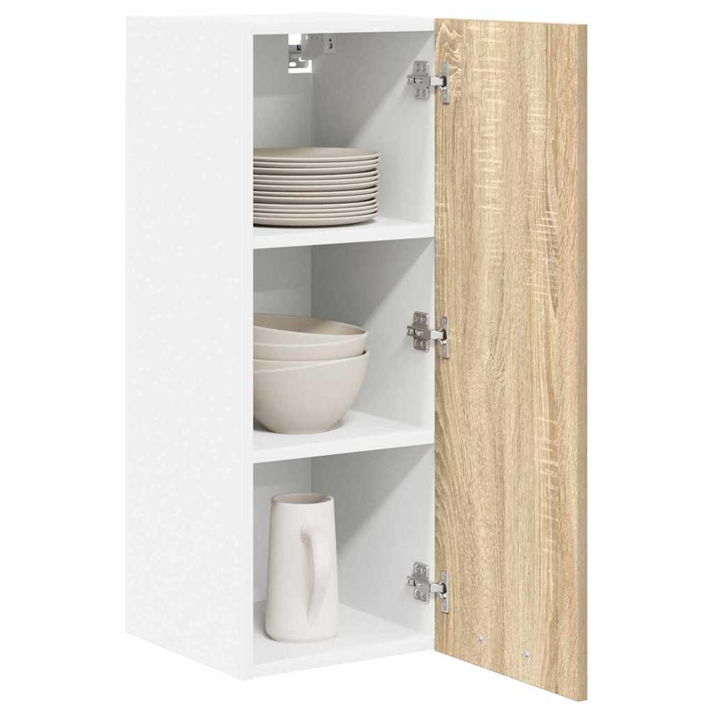 Hengende skap med dør 2 pcs Sonoma eik og hvit 30 x 31 x 80 cm
