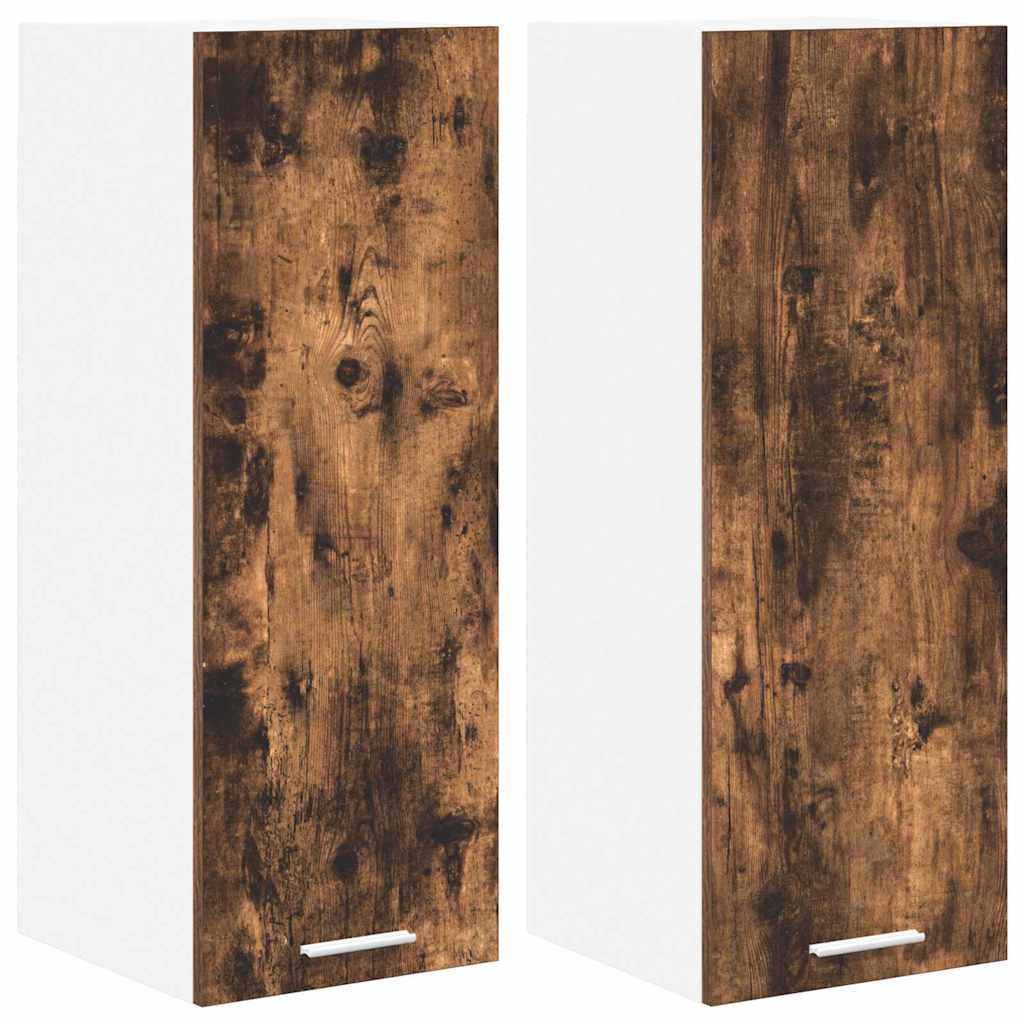 Hengende skap Riga 2 pcs Røkt eik og hvit 30 x 31 x 80 cm