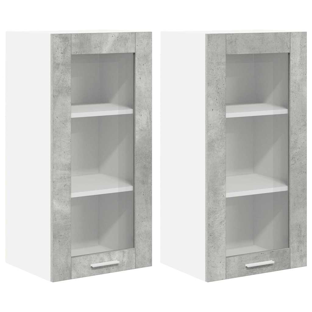 Hengende skap 2 pcs Betonggrå 40 x 31 x 80 cm Konstruert tre