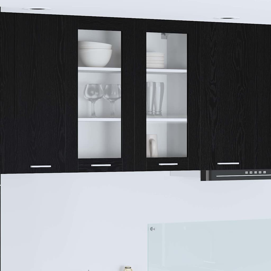 Hengende skap med dør Svart Eik 80 x 31 x 80 cm Konstruert tre