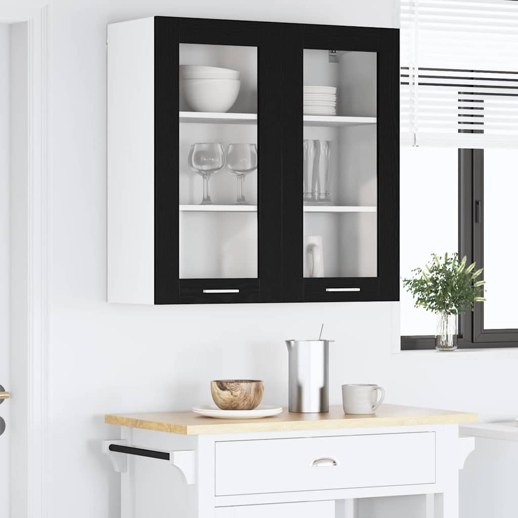 Hengende skap med dør Svart Eik 80 x 31 x 80 cm Konstruert tre