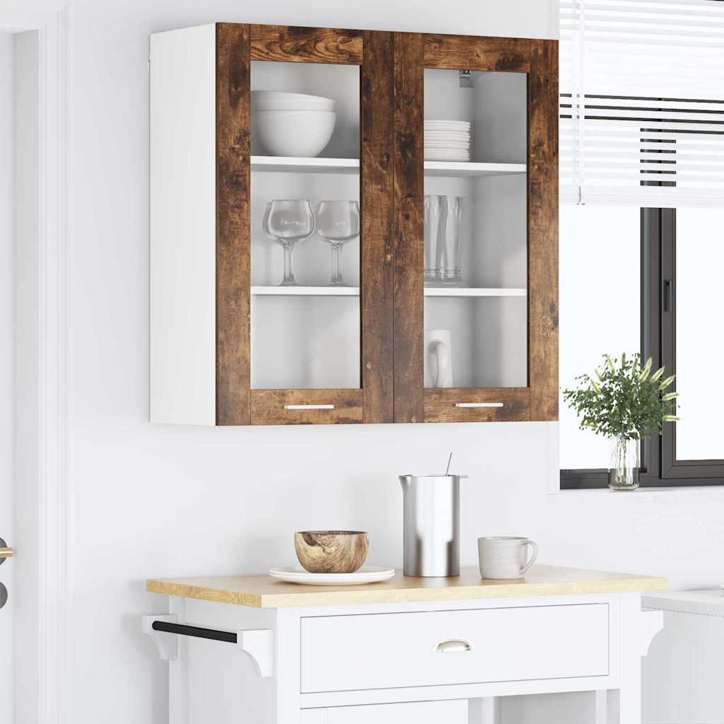 Hengende skap med dør Røkt eik 80 x 31 x 80 cm Konstruert tre