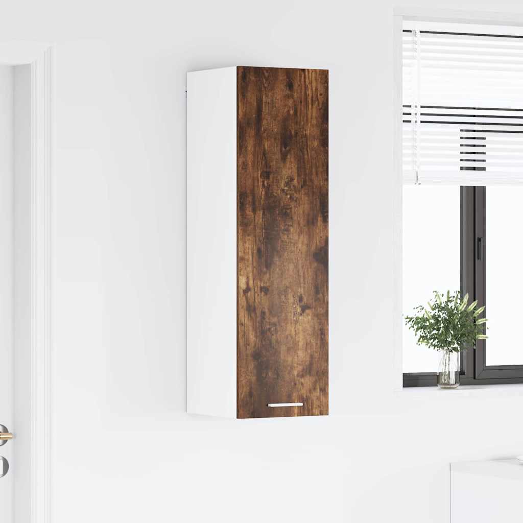Hengende skap med dør Røkt eik 30 x 31 x 100 cm Konstruert tre
