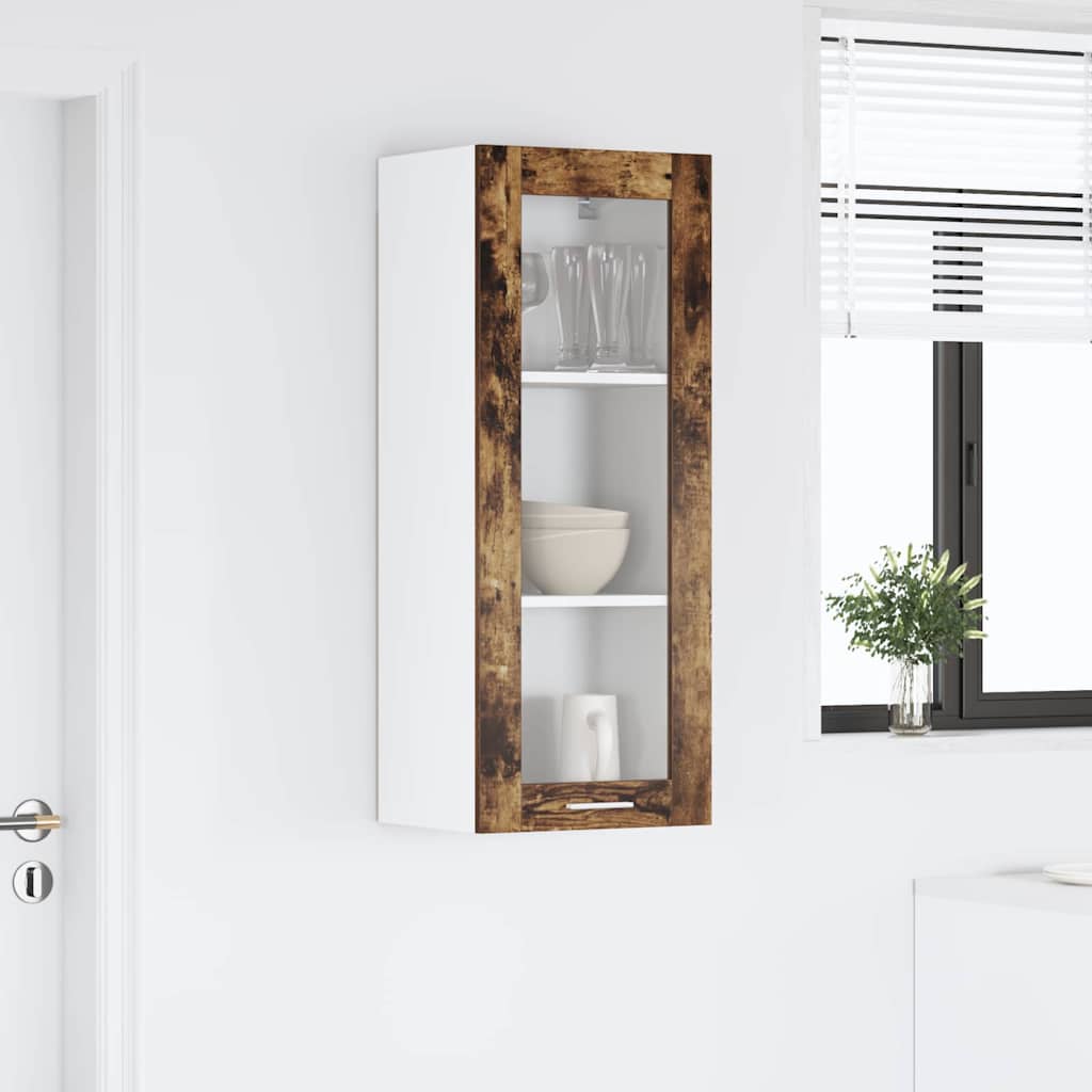 Hengende skap med dør Røkt eik 40 x 31 x 100 cm Konstruert tre