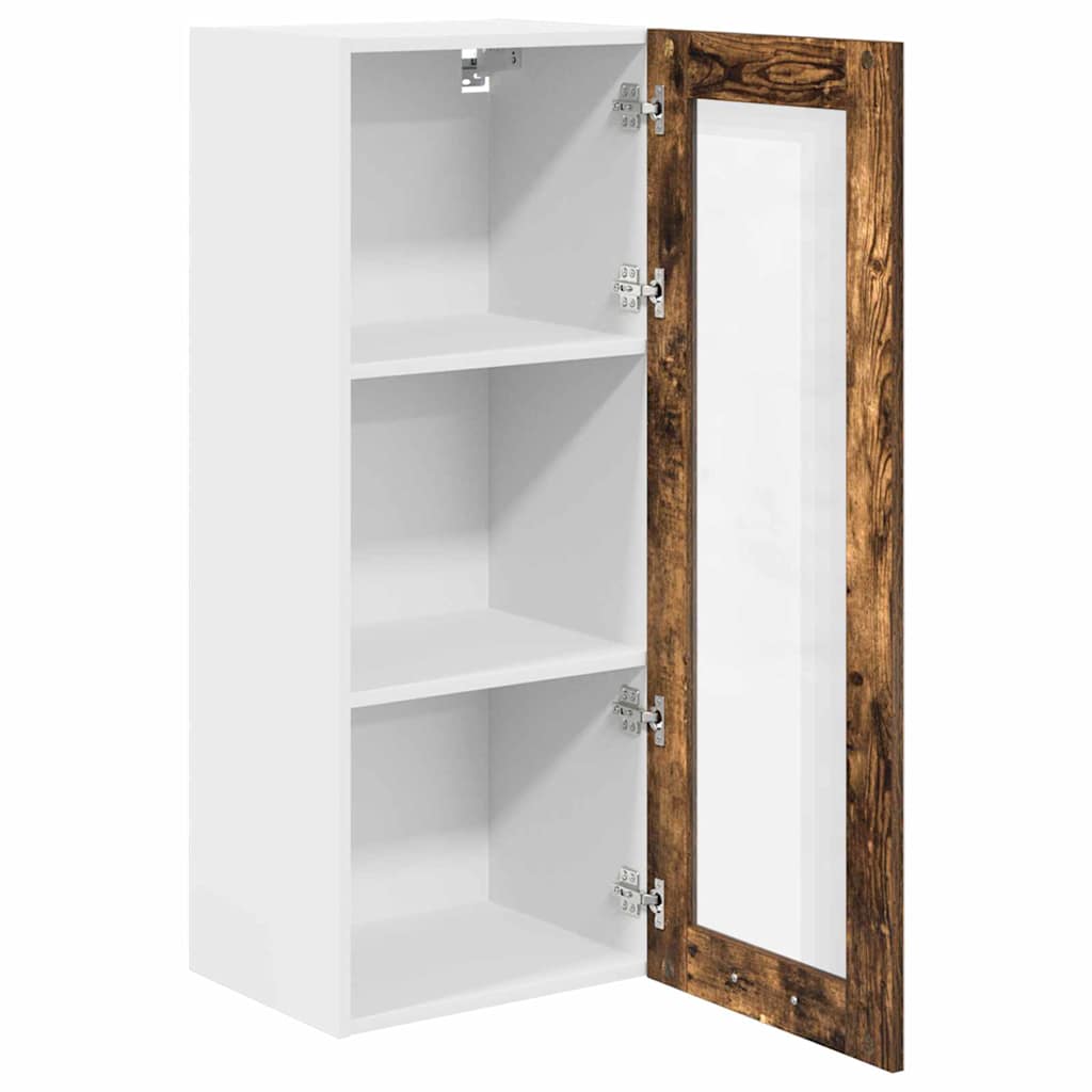 Hengende skap med dør Røkt eik 40 x 31 x 100 cm Konstruert tre